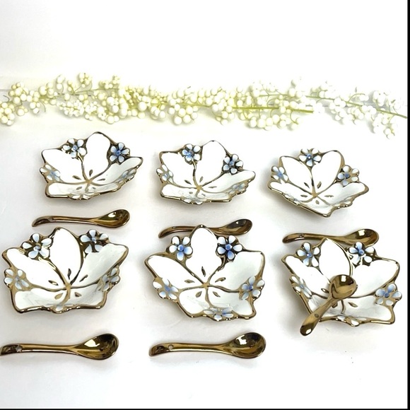 Dream Collection Dessert/Appetizer Oyster Dish with Spoons Set 6 - Picture 1 of 16